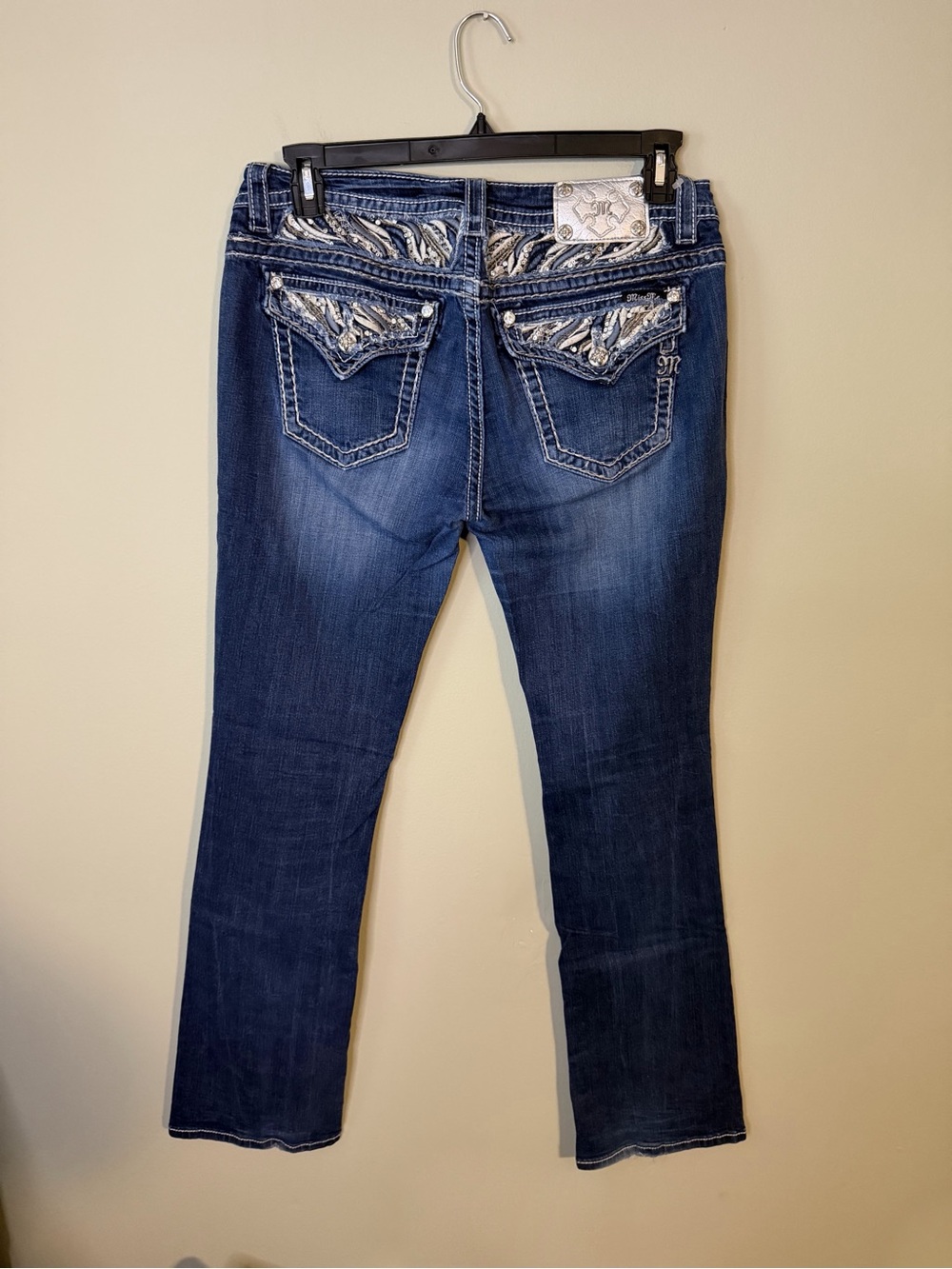 Long Gorgeous Miss Me Signature Boot Jeans Embellished Pockets & Trim 35” Inseam